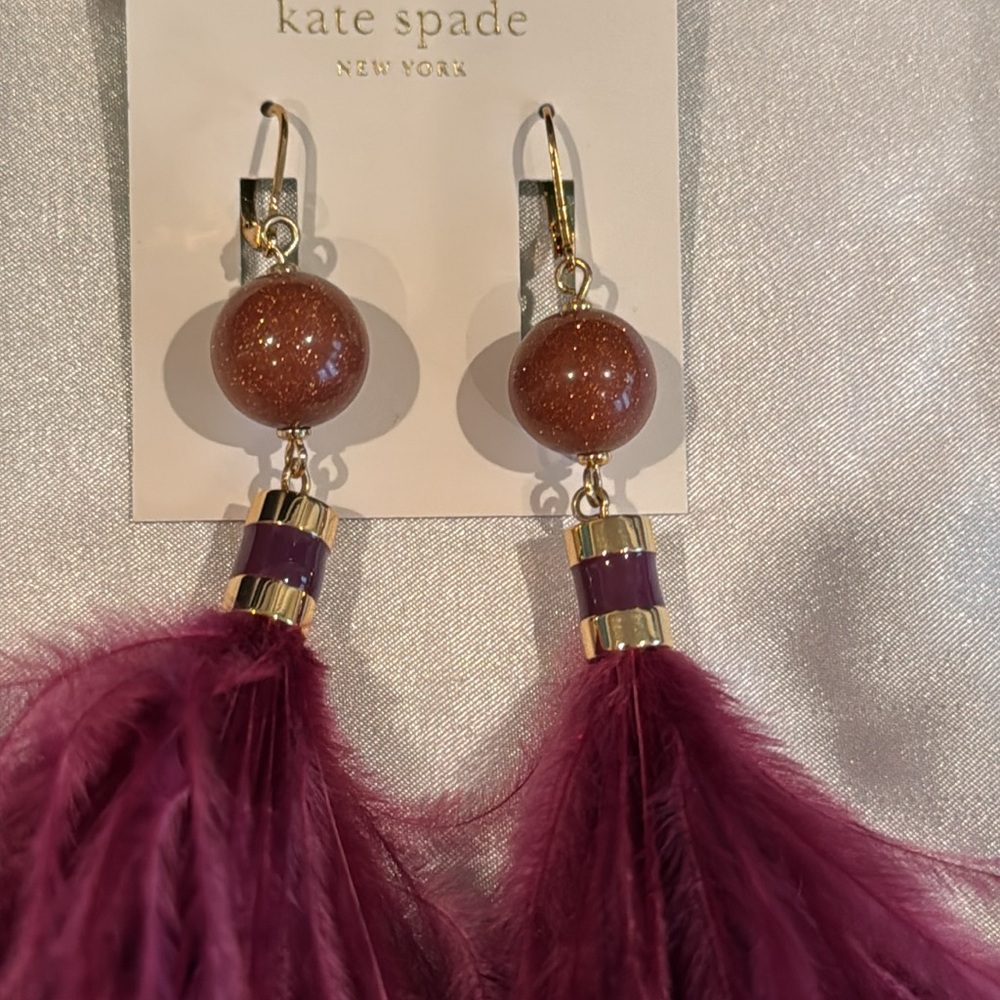 Kate Spade Purple Tassel Earrings Luxurious Statement Jewelry - Picture 3 of 5